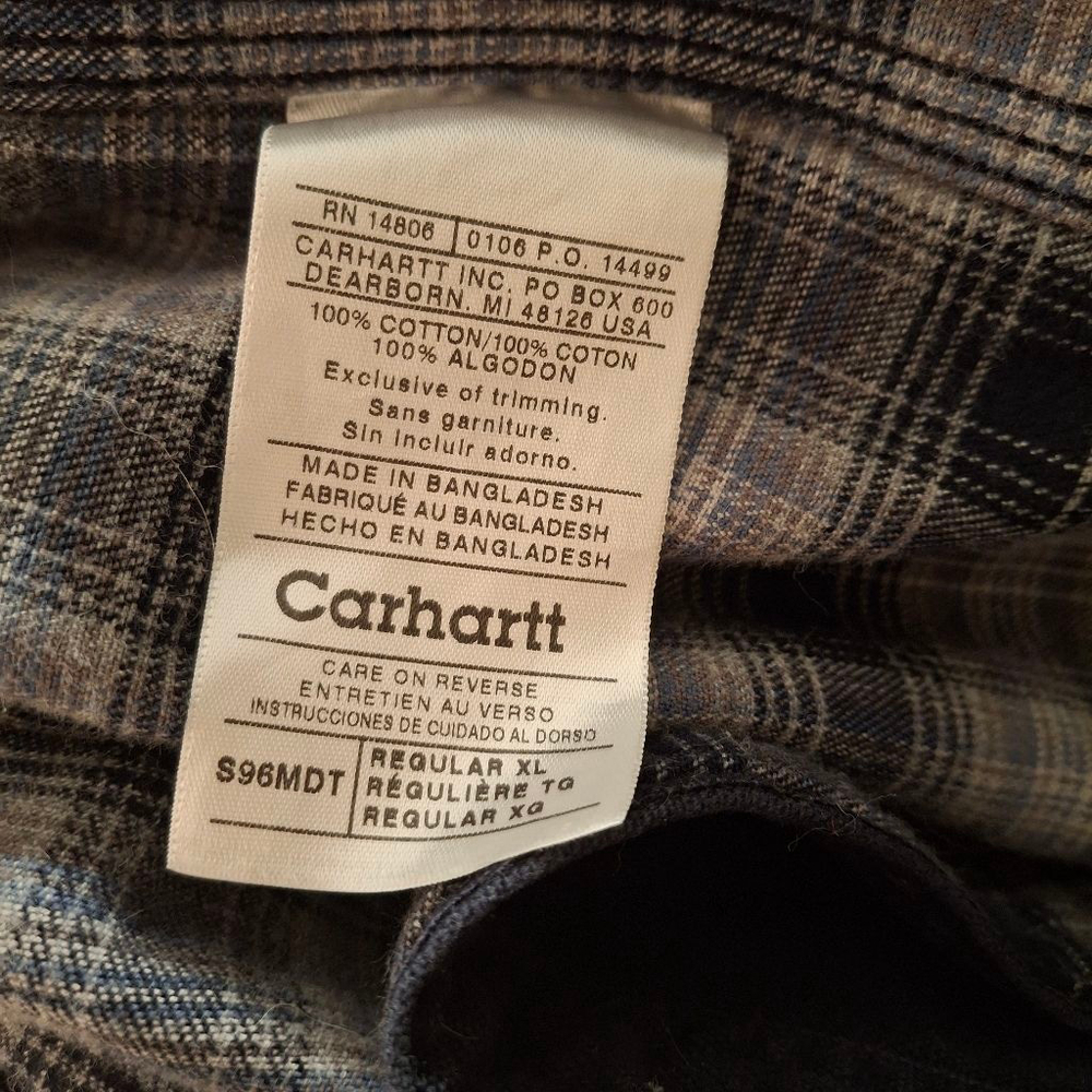Carhartt detroit duck flannel blue Plaid Lined vintage Jacket sz XL canvas - Picture 4 of 6